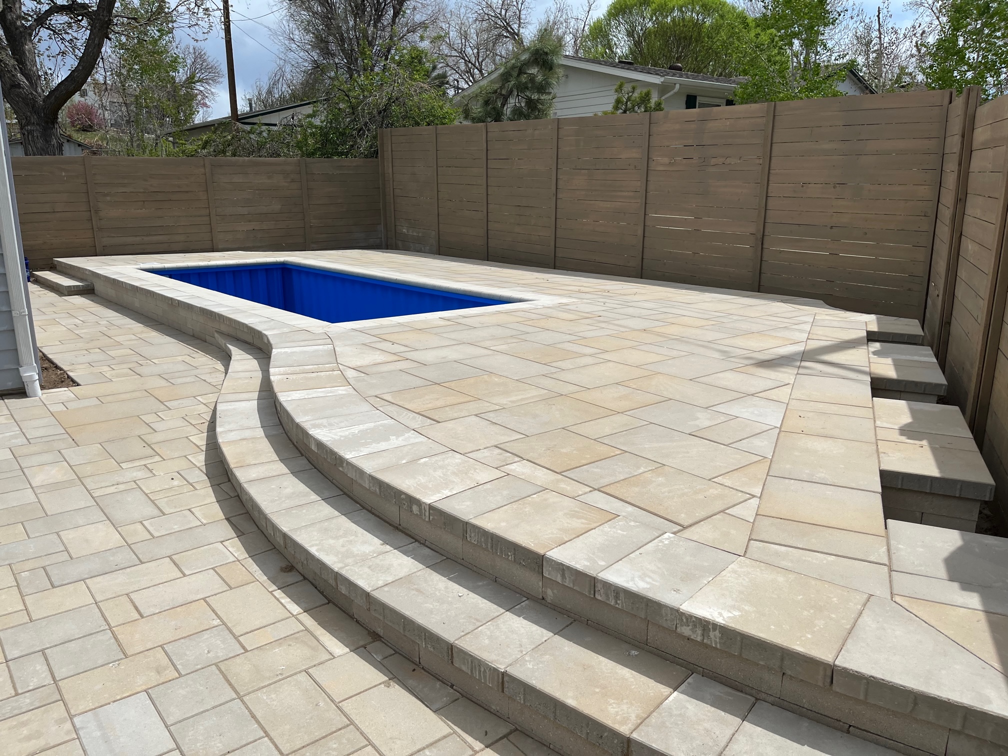 Container pool with paver pool deck Denver CO 
