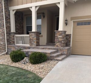 before and after full yard makeover with pavers in Denver Colorado