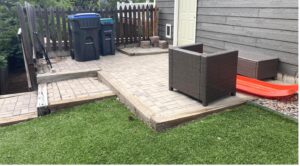 before and after walkway upgrade with pavers in Colorado