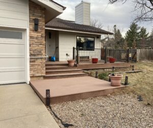 before and after paver front entry transformation in Colorado home