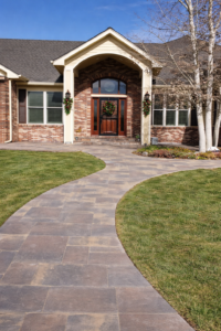 Front entry walkway with pavers in Castle Rock Colorado built for durability and long term performance
