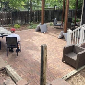 before and after paver patio installation in Colorado backyard