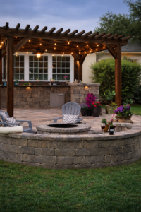 large pergola built over patio pavers for shade and outdoor comfort in colorado