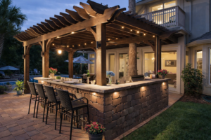 backyard pergola installation by stone creek hardscapes in colorado