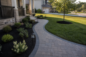 Modern landscape design featuring gravel bed, wood fence, and clean edging in Colorado yard